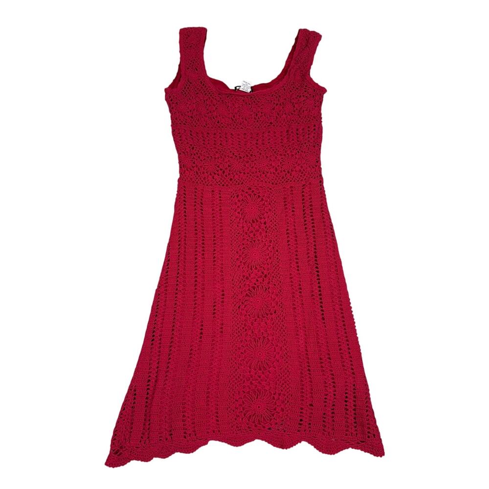 Vintage Believe.... Womens Size 12 Red Crochet Dress